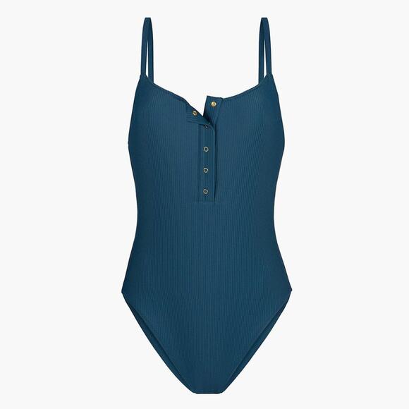 LIVELY Ribbed Henley One-Piece Swimsuit - Picture 3 of 10